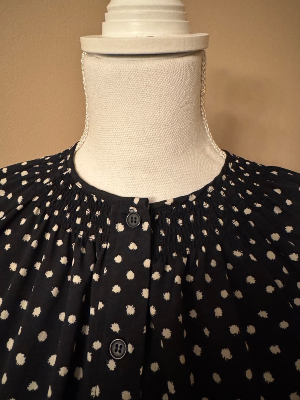 Maeve by Anthropologie mini dress Polka Dot Tie-Waist Dress XS Long Sleeve - Picture 9 of 14